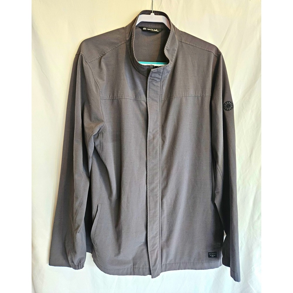 TravisMathew Jacket Mens XL Gray Full Zip Stretch Stand-Up Collar Logo Golf